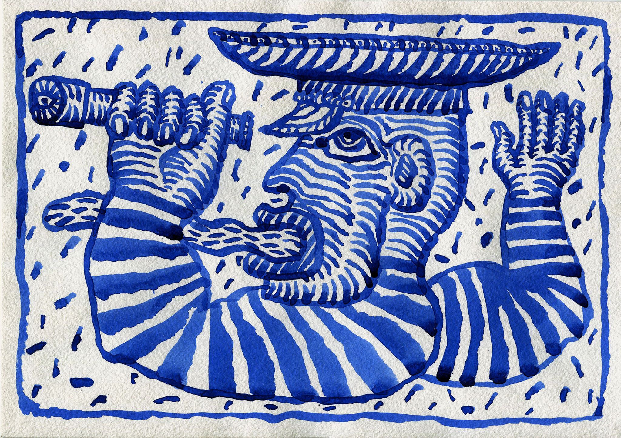 Капитан, А-4, бумага:акрил