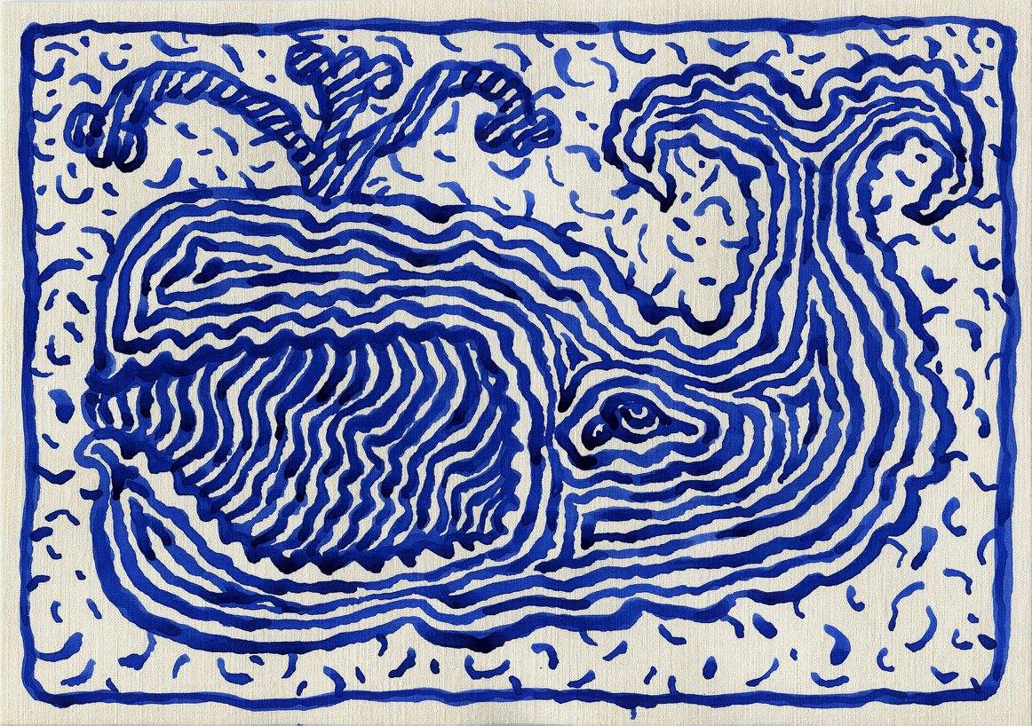 Синий Кит, А-4, бумаг::акрил 2