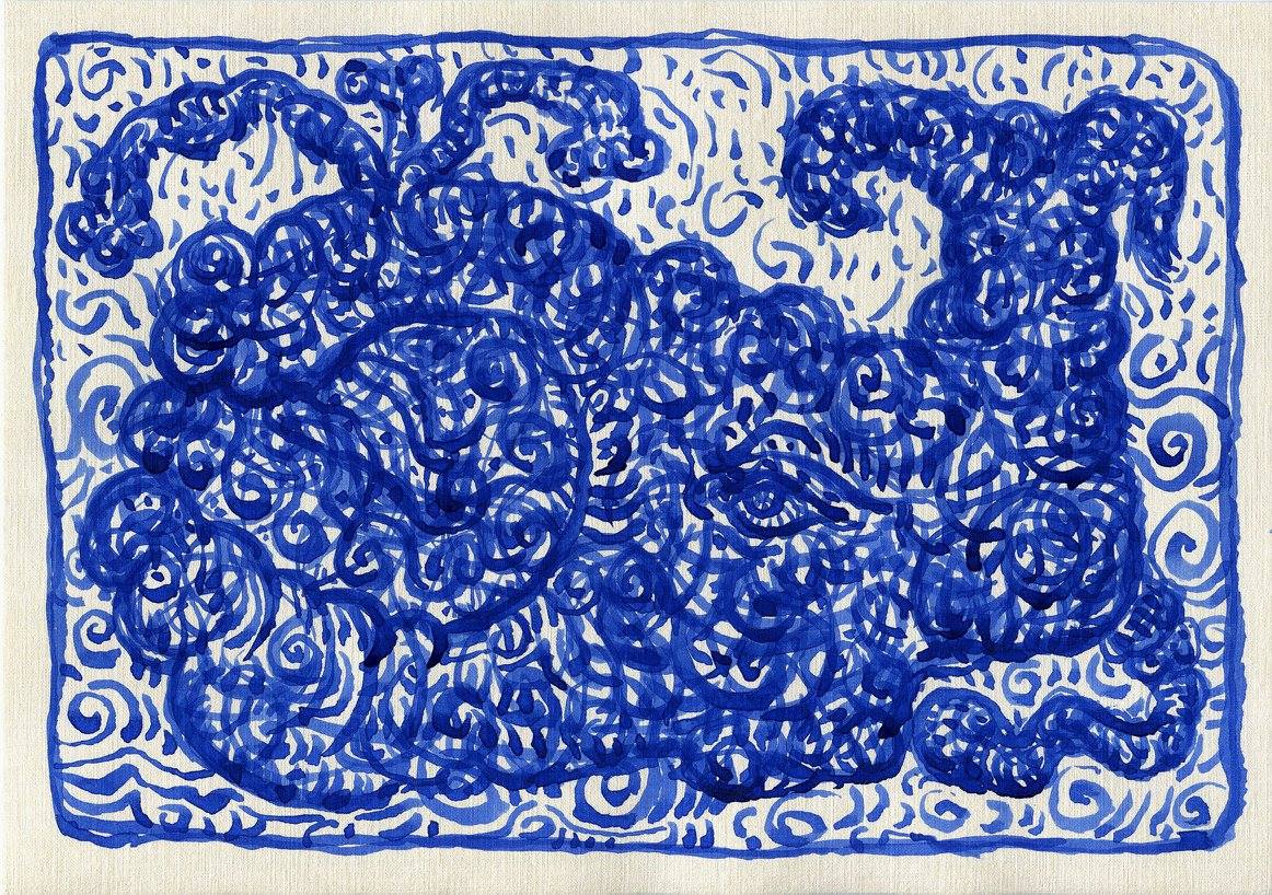 Синий Кит, А-4, бумаг::акрил