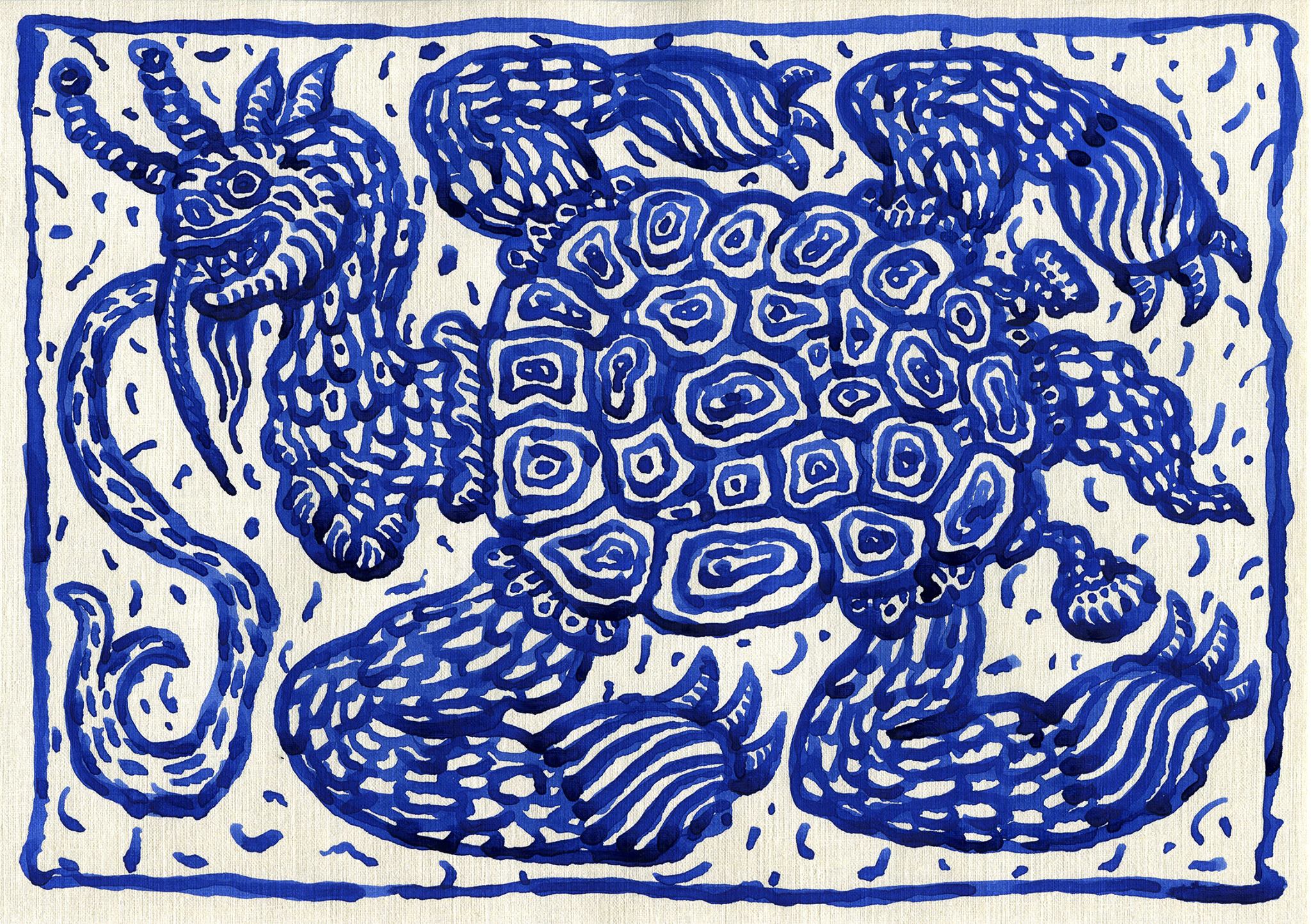 Морская Черепаха, А-4, бумага:акрил