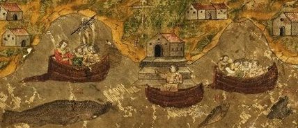 Изображения судов в бухте Благополучия на выходной миниатюре Вахрамеевского списка Жития Зосимы и Савватия Соловецких